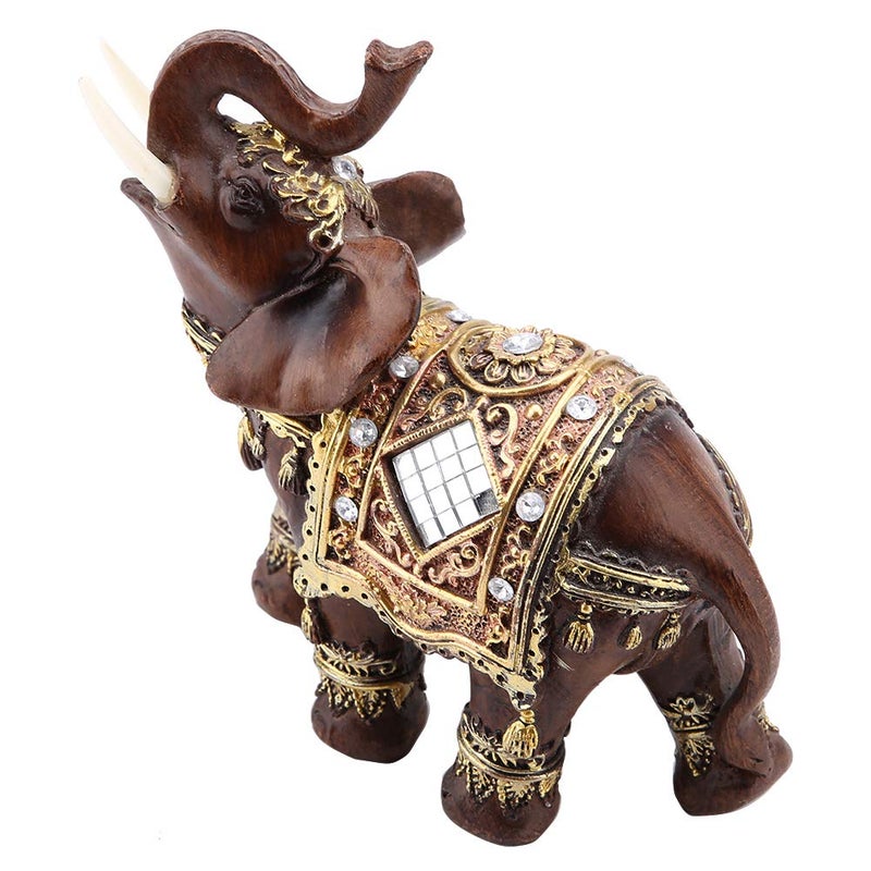 Hztyyier Elephant with Trunk Raised Collectible Figurine Statue Good Luck Elephant Collectible Resin Feng Shui Elephant for Wealth Lucky Figurine Home Decor Gift(L) - Image 1